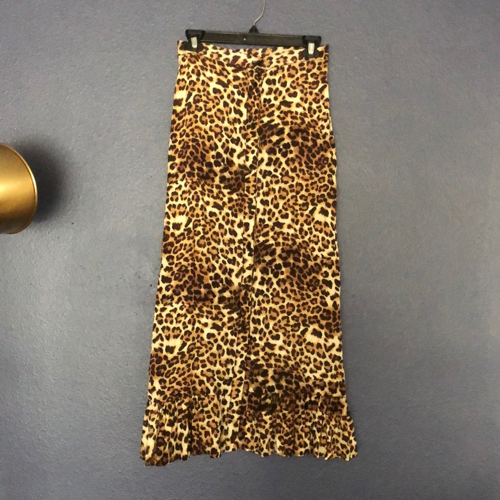 Leopard animal print skirt button front